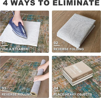 KILOCOCO Abstract Small Area Rug 2x3 Entryway Rug Washable Kitchen Rugs Door Mat Indoor Entrance Soft Pinted Non Slip Throw Rugs for Front Door Foyer Farmhouse Floor Mats, Green/Orange/Blue