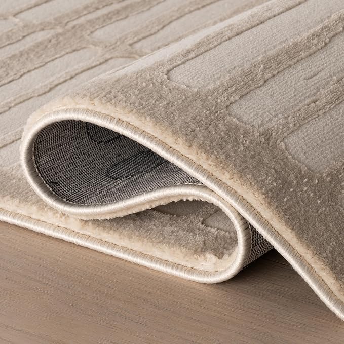 Nuloom Kailani Geometric 7' x 9' Machine Washable Area Rug for Living Room Bedroom Dining Room, Cream