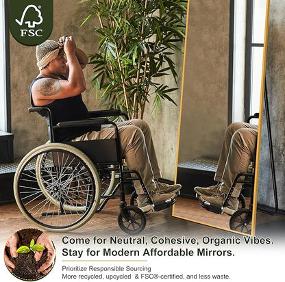 NicBex Arched Full Length Mirror with Stand, 57"x 20" Gold Full Body Mirror, Aluminum Alloy Frame Floor Mirror, Free Standing Mirror, Wall-Mounted, for Bedroom Living Room Dressing Room