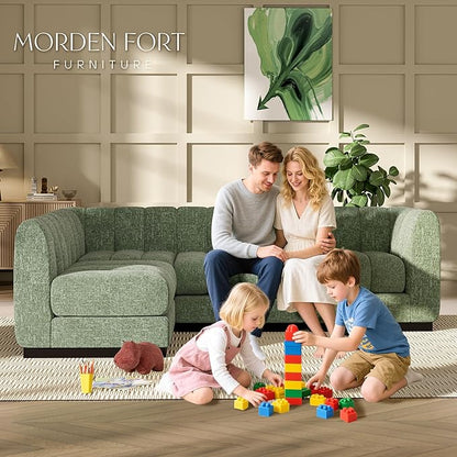 Morden Fort Oversized Sofa Couch Extra Deep Couch Modular Convertible Sectional Sofa Set Comfy Modern Sofas Couches for Living Room Apartment Bedroom Chenille