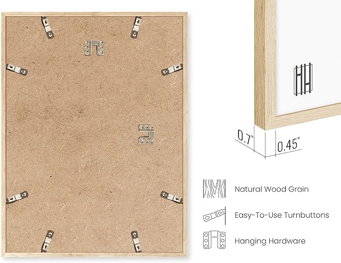 Haus and Hues 16x24 Natural Oak Wood Picture Frames Set of 15 - Premium Bulk Picture Frames 12x16 Bundle - Elegant Gallery Wall Frame Set for Posters, Art Display - Ideal for Wall Decor in Home &