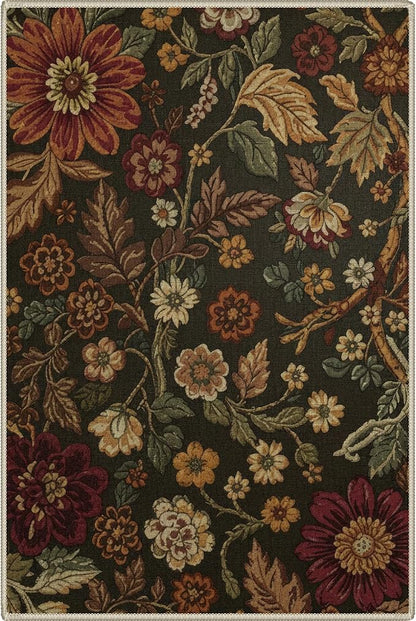 GENIMO 2X3 Washable Doormat, Vintage Floral Print Non-Slip Low Pile Chenille Area Rug, Small Entry Mat for Entrance Hallway Kitchen Bathroom, Floral Brown