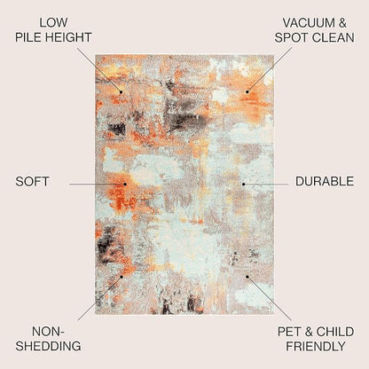 JONATHAN Y Modern Abstract Vintage Cream/Orange Indoor Area Rug, 5x8, Contemporary POP, Transitional, Easy-Cleaning for Living Room, Bedroom, Kitchen, Pet Friendly, Non-Shedding (CTP104B-5)