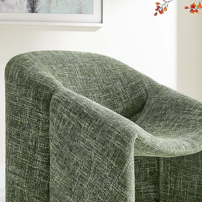 Modway Vivi Chenille Upholstered Accent Basil-Plush, Comfy Armchair, Ideal as a Modern Barrel, Lounge Reading Chair for Living Room, Bedroom or Cozy Corner Seating