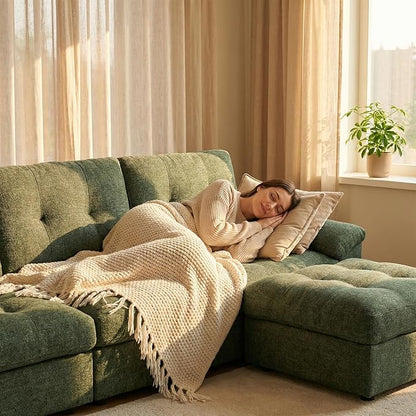 Oversized Modular Sectional Sofa with Storage, Modern Deep Seat Cloud Couch for Living Room, L-Shaped Large Sectional Couch, Only Single Seat, Green