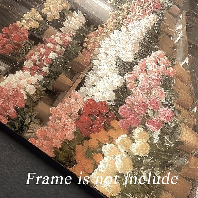 uniro Vintage Flower Market Wall Art Print, French Floral Shop Wall Painting, Retro Botanical Cottagecore Spring Decor, Colorful Vintage Floral Posters for Room Aesthetic for Bedroom Living Room Bathroom Wall Decor(8" x 10"-UNFRAMED)