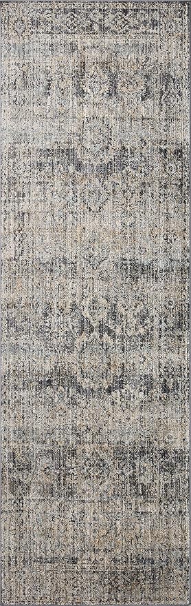Loloi Jean Stoffer Katherine Collection KES-05 Graphite/Jade 2'-7" x 16'-0", .25" Pile Height, Runner Rug