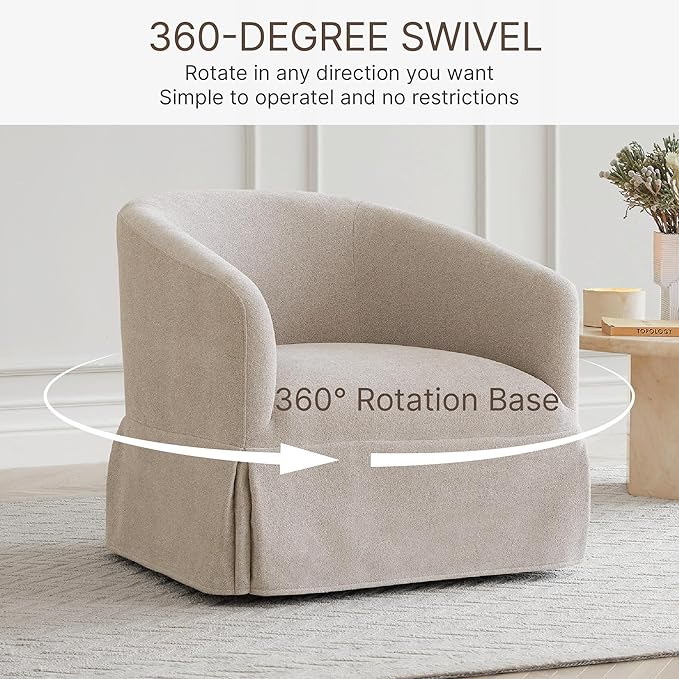 Swivel Accent Chair Set of 2, 360 Degree Performance Fabric Armchair Modern Barrel Chairs Armchair for Living Room Bedroom Home and Office,Taupe
