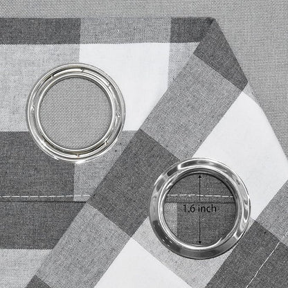 3 Pc Cotton Classic Country Farmhouse Kitchen Window Curtain Grommet Top -Grey & White Buffalo Check Tier & Valance Set, 54" x 18" / 32" x 24"