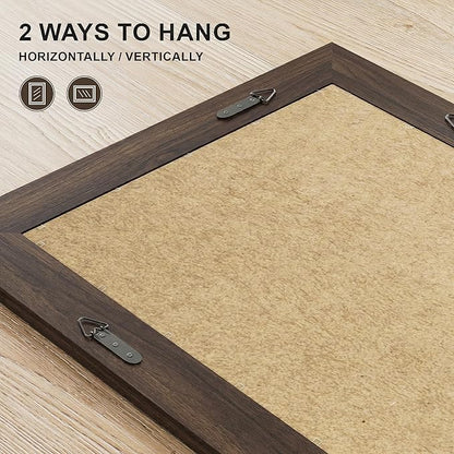 Wood Framed Mirrors for Wall, Brown Bathroom Vanity Mirror for Over Sink 26 x 38, Rustic Wall Mirror for Bathroom Sink Hallway Entryway Bedroom Living Room Farmhouse Boho Style