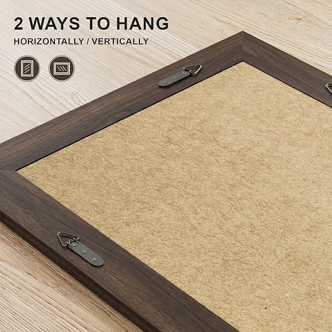 Wood Framed Mirrors for Wall, Brown Bathroom Vanity Mirror for Over Sink 20 x 30, Rustic Wall Mirror for Bathroom Sink Hallway Entryway Bedroom Living Room Farmhouse Boho Style