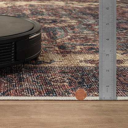 Bloom Rugs Washable 4' x 6' Rug - Beige/Terracotta Traditional Area Rug for Living Room, Bedroom, Dining Room, and Kitchen - Exact Size: 4' x 6'