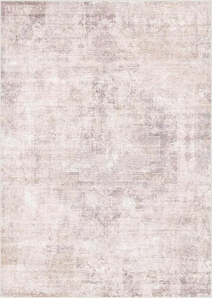 Hazo Haus Modern Pink and Grey 5x7 Area Rugs for Bedroom - Abstract Living Room Rug, for Dining Room Under Table, Washable, Non Slip & Soft, Medallion Distressed Print Pattern