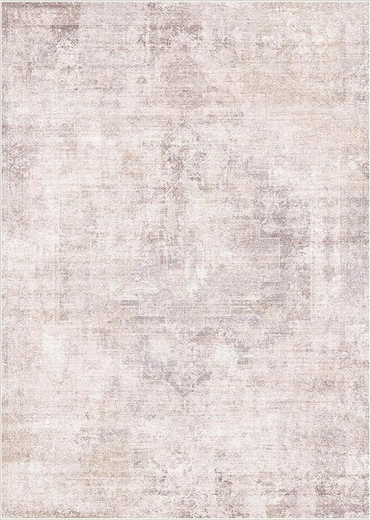 Hazo Haus Modern Pink and Grey 5x7 Area Rugs for Bedroom - Abstract Living Room Rug, for Dining Room Under Table, Washable, Non Slip & Soft, Medallion Distressed Print Pattern