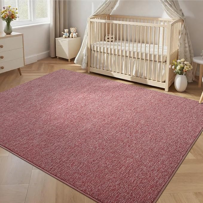 4x6 Area Rugs for Bedroom Living Room, Dark Red Soft Low-Pile Modern Indoor Thickened Memory Foam Non-Slip Washable Carpets for Kids Dorm Home Decor Rug