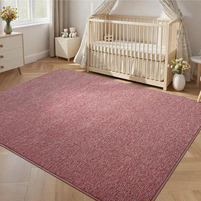 5x7 Area Rugs for Bedroom Living Room, Dark Red Soft Low-Pile Modern Indoor Thickened Memory Foam Non-Slip Washable Carpets for Kids Dorm Home Decor Rug