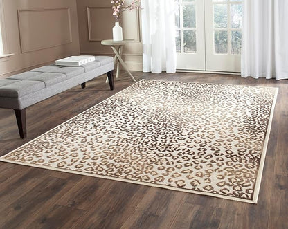 SAFAVIEH Paradise Collection Area Rug - 5'3" x 7'6", Creme, Animal Print Viscose Design, Ideal for High Traffic Areas in Living Room, Bedroom (PAR84-404)