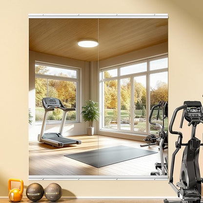 Hasipu Home Gym Mirror 55" L x 24" W - 2PCS Large Full Body Mirror for Yoga, Fitness, Garage, Dance Studio, Wall-Mounted, 0.16in Tempered Glass Frameless