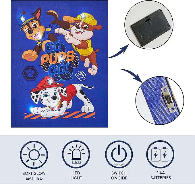 Nickelodeon Canvas Paw Patrol LED Wall Art,Childrens Wall Hanging Décor,11.5"x15.75"