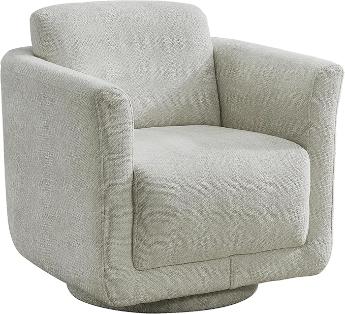 Swivel Accent Chair, 360° Barrel Swivel Lounge Seat with Thick Cushion, Modern Upholstered Single Sofa for Living Room, Bedroom and Reading Nook, Cozy Seating for Small Spaces, Cream (Gray)