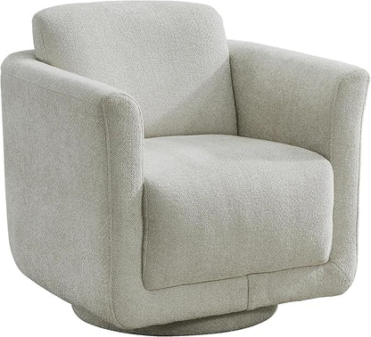 Swivel Accent Chair, 360° Barrel Swivel Lounge Seat with Thick Cushion, Modern Upholstered Single Sofa for Living Room, Bedroom and Reading Nook, Cozy Seating for Small Spaces, Cream (Gray)
