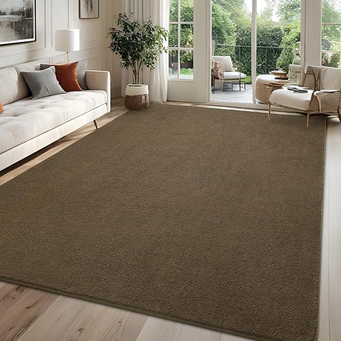 5x7 Feet Area Rug for Living Room Bedroom, Light Brown Low Pile Washable Rugs, Memory Foam Indoor Carpet, Modern Non Slip Carpets for Kids Girls Boys Baby Teen Dorm Nursery Home Decor