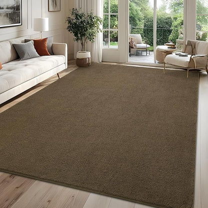 5x7 Feet Area Rug for Living Room Bedroom, Light Brown Low Pile Washable Rugs, Memory Foam Indoor Carpet, Modern Non Slip Carpets for Kids Girls Boys Baby Teen Dorm Nursery Home Decor