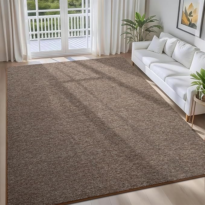 5x7 Area Rugs for Bedroom Living Room, Brown Soft Low-Pile Modern Indoor Thickened Memory Foam Non-Slip Washable Carpets for Kids Dorm Home Decor Rug