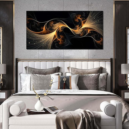 Ouzzlie Abstract Wall Art for Bedroom Black Canvas Wall Decor for Living Room Modern Picture Artwork Big Print Home Office 24" x 48"