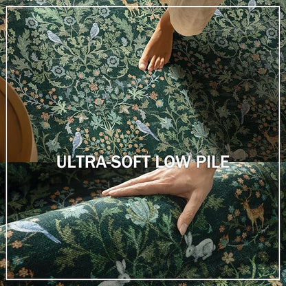 8x10 Area Rugs for Living Room: Washable Rug Vintage Rugs Stain Resistant Non Slip Low Pile Lightweight Soft Carpets Rugs for Bedroom Kitchen Dining Room Nursery Kids Room Farmhouse Home Office