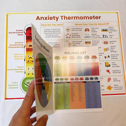 ajdvart Feelings Emotions Chart for Kids Teens - Anxiety Thermometer Coping Skills - Mental Health Feelings Chart Canvas Posters for Therapy Counseling (1 Canvas and 2 Print Posters) Unframed 12x16in
