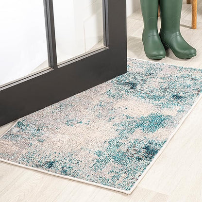 JONATHAN Y Modern Abstract Vintage Cream/Blue Indoor Area Rug, 2x3, Contemporary POP, Transitional, Easy-Cleaning for Living Room, Bedroom, Kitchen, Pet Friendly, Non-Shedding (CTP104A-23)