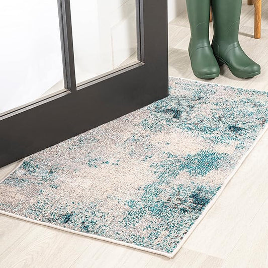JONATHAN Y Modern Abstract Vintage Cream/Blue Indoor Area Rug, 2x3, Contemporary POP, Transitional, Easy-Cleaning for Living Room, Bedroom, Kitchen, Pet Friendly, Non-Shedding (CTP104A-23)