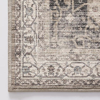 LUMI 4x6 Washable Area Rug for Living Room, Ultra Soft Traditional Rugs Non Slip with Rubber Backing, Low Profile, High Traffic, Stain Resistant Carpets, Ideal for Bedroom, Dining Room, Indoor