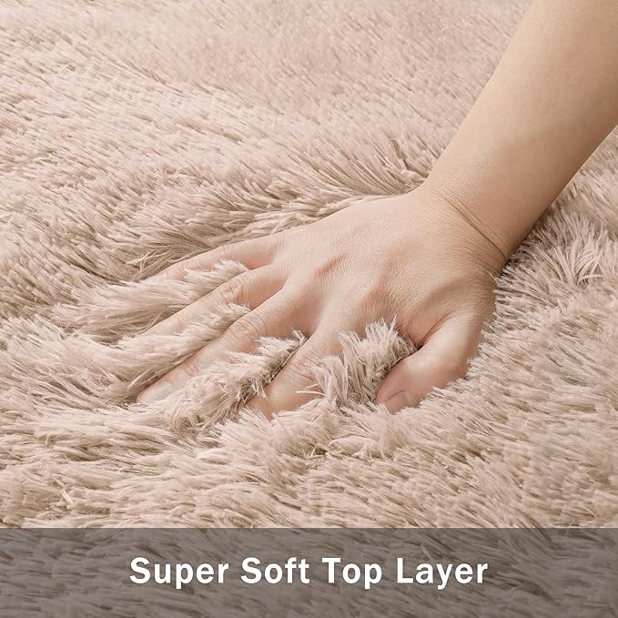 5x8 Area Rug for Living Room:Ultra Soft Fluffy Shag Beige Rugs,Large Fuzzy Plush Indoor Non Slip Carpet Washable Rug for Bedroom Kids Nursery Office Dorm Modern Decor(Beige 5'x8')
