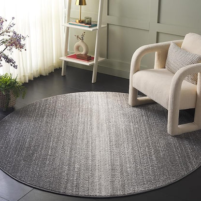 SAFAVIEH Adirondack Collection Area Rug - 6' Round, Dark Grey & Light Grey, Modern Design, Non-Shedding & Easy Care, Ideal for The Living Room, Dining, Bedroom (ADR183H)