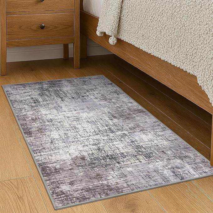 KILOCOCO Abstract Small Area Rug 2x3 Entryway Rug Washable Kitchen Rugs Door Mat Indoor Entrance Soft Pinted Non Slip Throw Rugs for Front Door Foyer Farmhouse Floor Mats, Grey/Beige