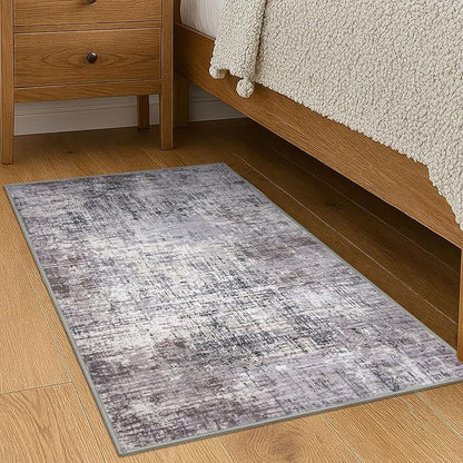 KILOCOCO Abstract Small Area Rug 2x3 Entryway Rug Washable Kitchen Rugs Door Mat Indoor Entrance Soft Pinted Non Slip Throw Rugs for Front Door Foyer Farmhouse Floor Mats, Grey/Beige