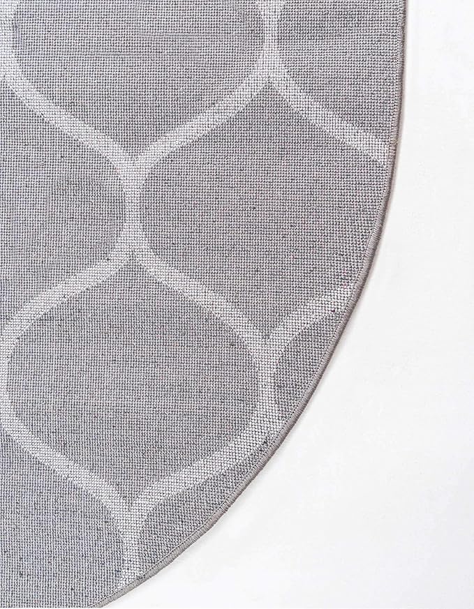 Unique Loom Trellis Frieze Collection Area Rug - Rounded (3' x 5' Oval, Dark Gray/ Ivory)