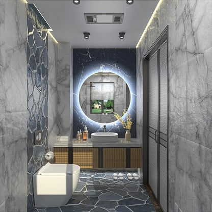 28 Inch Round LED Bathroom Mirror with Light, 3 Color Temperatures (3000K/4500K/6000K), Anti-Fog, Dimmable Backlit, Frameless Round Vanity Mirror with Lights