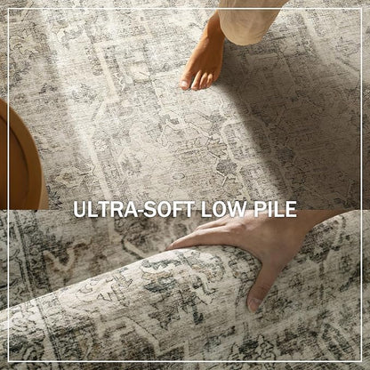 Machine Washable Kitchen Runner Rugs: 2'x6' Hallway Rug Non Slip Low Pile Stain Resistant Soft Carpet Runners for Hallways Indoor Entryway Kitchen Laundry Room Bedroom Farmhouse