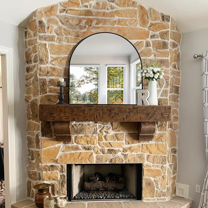 CIRCUMI Arched Wall Mirror, 36"x36" Black Arched Mirror with Tempered Glass, Metal Frame, Large Size for Entryway Table, Mantel,Living Room,Over Sink,Arch Mirror for Decor,Shatterproof&Crystal-Clear
