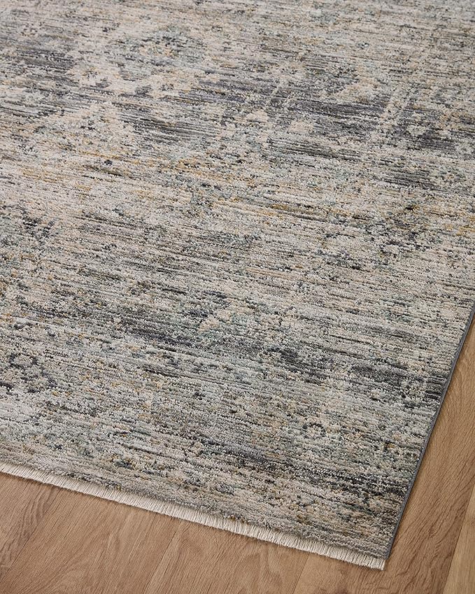 Loloi Jean Stoffer Katherine Collection KES-05 Graphite/Jade 2'-7" x 16'-0", .25" Pile Height, Runner Rug