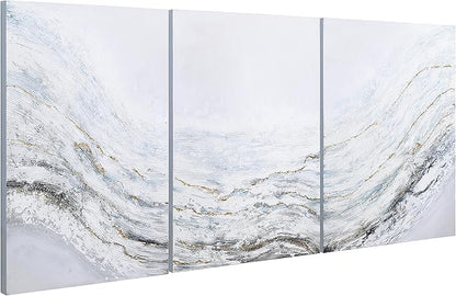Empire Art Direct Abstract Wall Art Textured Hand Painted Canvas by Martin Edwards, Triptych, 40" x 30" each, Blizzard