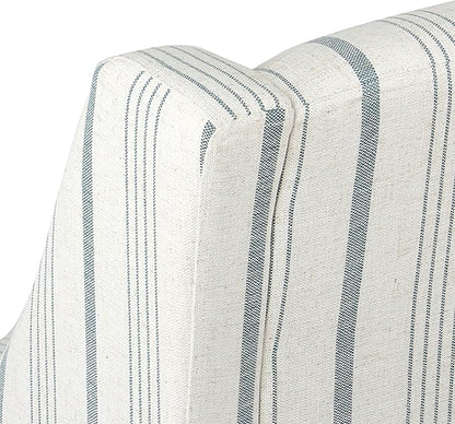 Homepop Home Decor Upholstered Classic Swoop Arm Accent Chair Accent Chairs for Living Room & Bedroom Decorative Home Furniture, Ivory & Gray Stripe