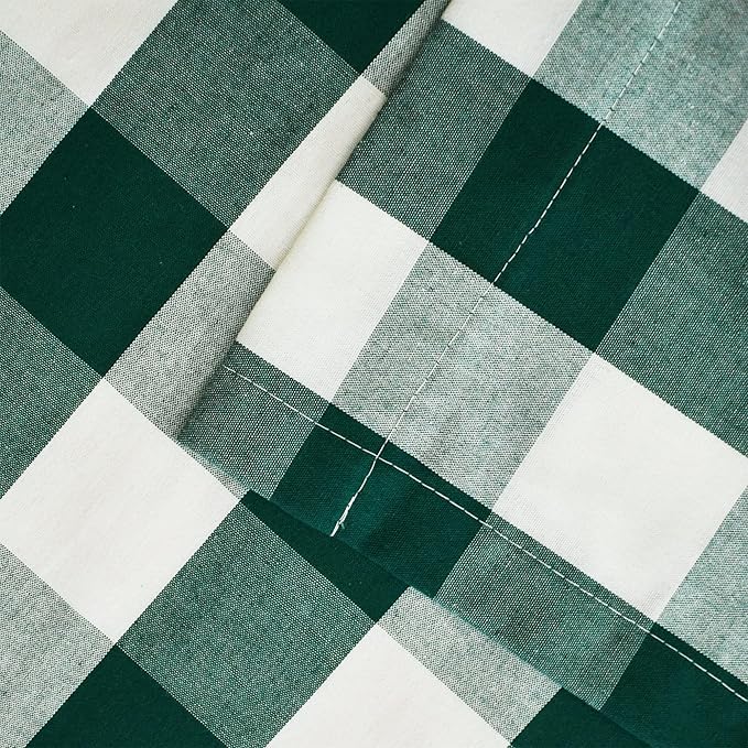 3 Pieces Tier Curtains and Valance Set Buffalo Check Kitchen Tiers Plaid Gingham Grommet Top Classic Short Small Cafe Curtains Country Farmhouse Cafe Bathroom 54"x18"/32"x36" Dark Green & White