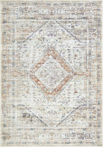 Bloom Rugs Washable Non-Slip 8' x 10' Rug - Peach/Beige Traditional Area Rug for Living Room, Bedroom, Dining Room, and Kitchen - Exact Size: 8' x 10'