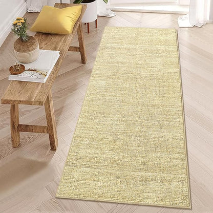 Washable Runner Rug 2x6 Modern Solid Color Kitchen Runner Mat Minimalist Plain Long Runner Rug for Entryway Bedroom Bedside Non Slip Low Pile Boho Accent Solid Runner Rugs for Nursery, Tan 2'x6'