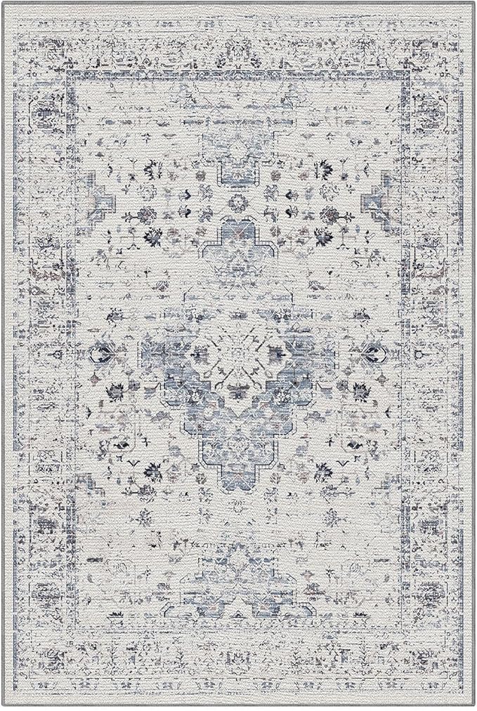 LUMI 10x14 Washable Area Rug for Living Room, Ultra Soft Traditional Rugs Non Slip with Rubber Backing, Low Profile, High Traffic, Stain Resistant Carpets, Ideal for Bedroom, Dining Room, Indoor