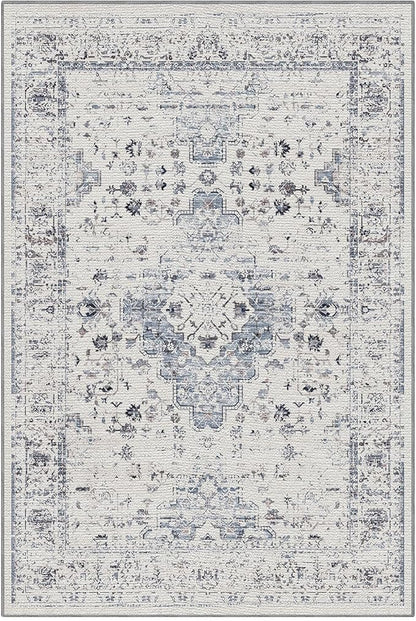 LUMI 10x14 Washable Area Rug for Living Room, Ultra Soft Traditional Rugs Non Slip with Rubber Backing, Low Profile, High Traffic, Stain Resistant Carpets, Ideal for Bedroom, Dining Room, Indoor